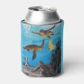 Tropische zeeen schildpad koelbox of flessenkoeler blikjeskoeler (Blikje Voorkant)