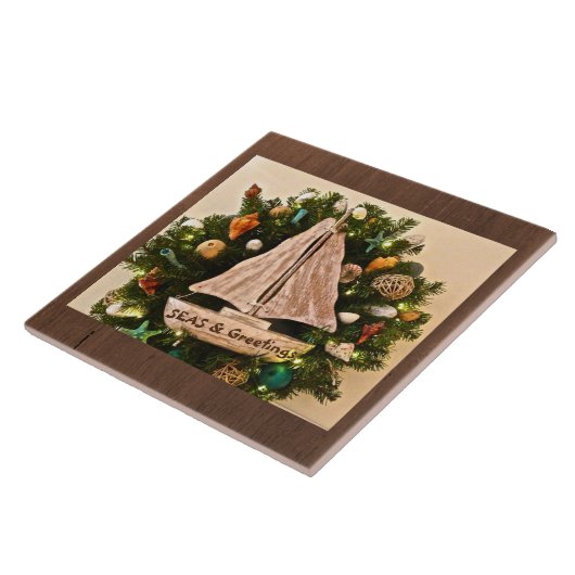 Tropische ZEEEN uit de kust en kerstmis Tegeltje (Zijkant)