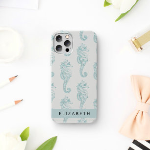 Tropische zeepaarden, Zeepaard Patroon, Je Naam iPhone 16 Hoesje
