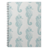 Tropische zeepaardjes, zeepaardpatroon - Blauwe gr Notitieboek (Voorkant)