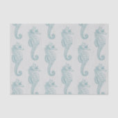 Tropische zeepaardjes, zeepaardpatroon - Blauwe gr Tissuepapier (Voorkant)