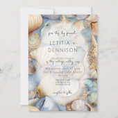 Tropische zeeschelpen Scène Moderne bruiloft Kaart (Voorkant)