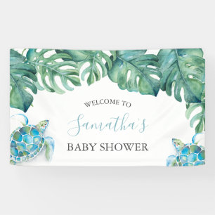 Tropische zeeschildpad baby shower strand spandoek