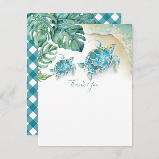 Tropische Zeeschildpad Babyfeest Bedankt (Voorkant / Achterkant)