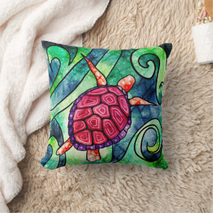 Tropische Zeeschildpad Kleurrijk Kussen
