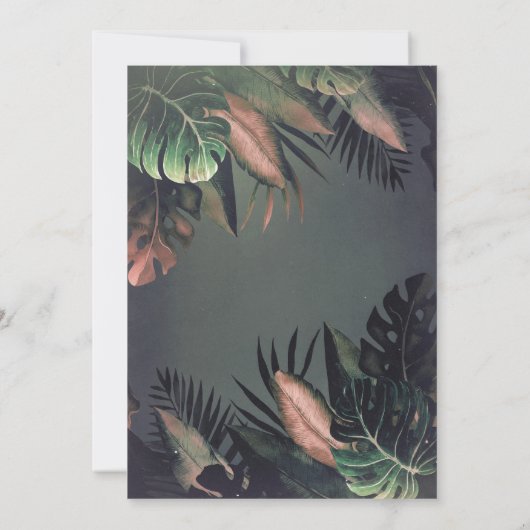 Tropische zeeschildpadden Roos goudpalmen bruiloft Kaart (Achterkant)