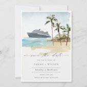 Tropische zeeslakpalm cruise Save the Date Invite Bedankkaart (Voorkant)