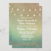 Tropische zeesterren en zeeschelp bruiloft uitnodi kaart (Voorkant / Achterkant)