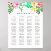 Tropische zitplaatskaart. Summer exotic bruiloft Poster (Voorkant)