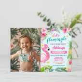 Tropische zomer 2e verjaardag foto uitnodiging (Staand voorkant)