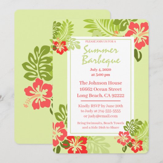 Tropische zomer BBQ Kaart (Voorkant / Achterkant)