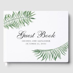 Tropische zomer bruiloft. Groene exotische botanis Gastenboek