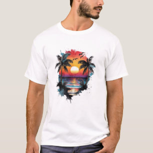 Tropische Zomer Chic Grafisch Vakantie Zon T-shirt