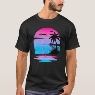 Tropische zomer Exotic Animal Pink Flamingo Vaporw T-shirt