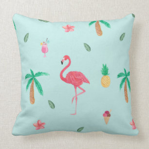 Tropische Zomer Flamingo Blauw Slaapkamercollectie Kussen