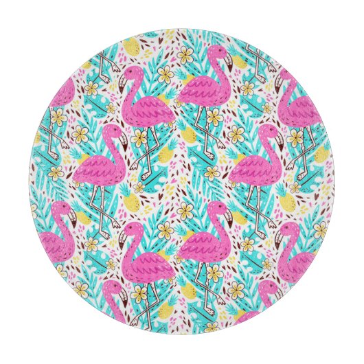 Tropische zomer flamingo: heldere patroonelementen snijplank (Voorkant)