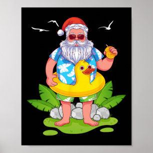 Tropische Zomer Grappige Hawaiaanse Kerstman Kerst Poster