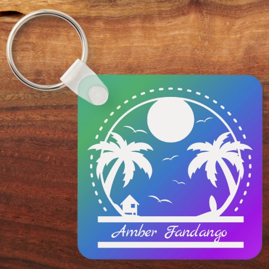 Tropische Zomer (groen-blauw-paarse gradiënt) Sleutelhanger (Voorkant)
