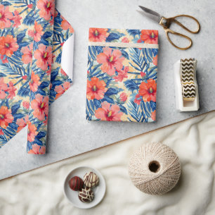 Tropische zomer hibiscus bloemen patroon bloem cadeaupapier