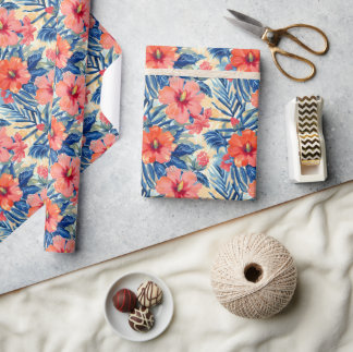 Tropische zomer hibiscus bloemen patroon bloem cadeaupapier