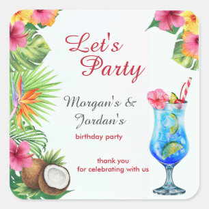 Tropische zomer koppels vriend gezamenlijke verjaa vierkante sticker