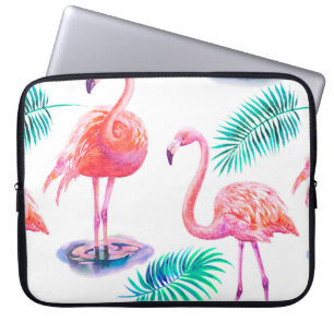 Tropische zomer met flamingoliepalmbladeren en exo laptop sleeve