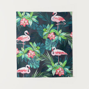 Tropische zomer naadloos patroon met flamingo bir wandkleed