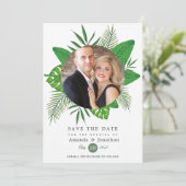 Tropische zomer strand foto trouwfoto save the date (Staand voorkant)