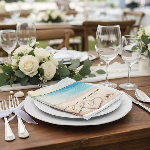 Tropische Zomer Strand Heart Shore bruiloft servet
