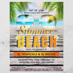 Tropische zomer strand party club marketing evenem flyer