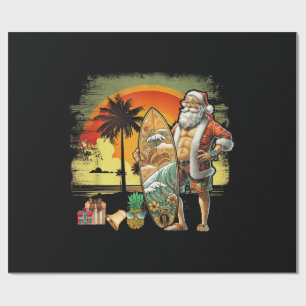 Tropische Zomer Surfende Kerstman 6 Pack Kerstmis Cadeaupapier