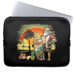 Tropische Zomer Surfende Kerstman 6 Pack Kerstmis Laptop Sleeve