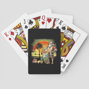 Tropische Zomer Surfende Kerstman 6 Pack Kerstmis Pokerkaarten