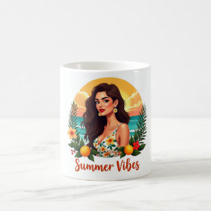 Tropische Zomer Vibe Vrouw Strand Mok