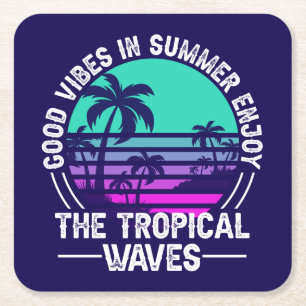 Tropische zomer vibes-82646 vierkante kartonnen onderzetter