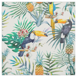 Tropische zomer waterverf van ananas Parrot Stof