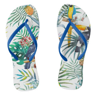 Tropische zomer waterverf van ananas Parrot Teenslippers
