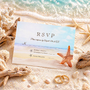Tropische Zomer Zeester Strand Bruiloft RSVP Kaartje