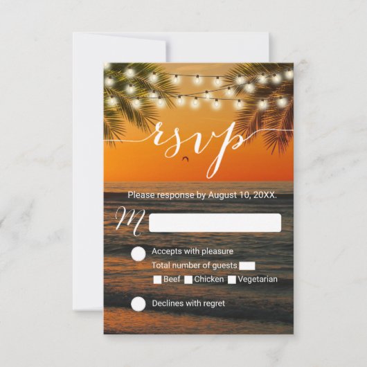 Tropische zomer Zonnestrand Beach Weddenschap RSVP Kaartje (Voorkant)