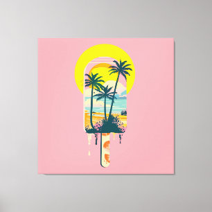 Tropische Zomer Zonsondergang Snoepparadijs Canvas Afdruk