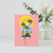 Tropische Zomer Zonsondergang Snoepparadijs Feestdagenkaart (Staand voorkant)