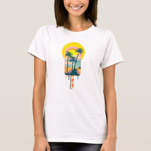 Tropische Zomer Zonsondergang Snoepparadijs T-shirt (Voorkant)