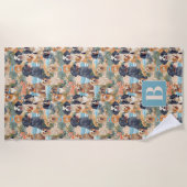 Tropische Zomerhonden Monogram Kleurrijk Patroon Strandlaken (Voorkant)