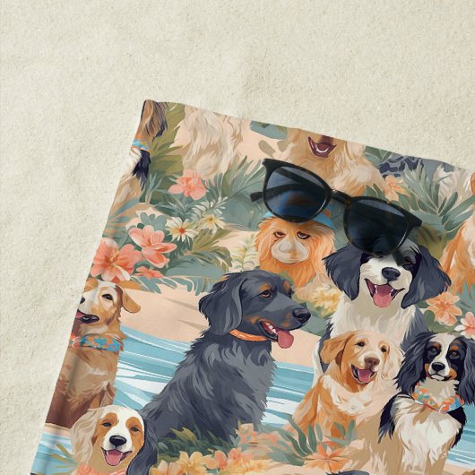 Tropische Zomerhonden Monogram Kleurrijk Patroon Strandlaken (In situ)