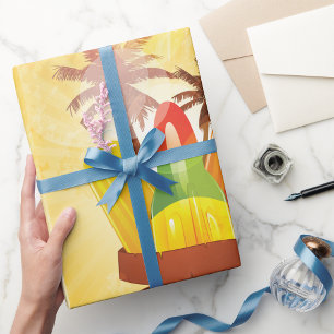 Tropische zomerijslolly en palmbomen cadeaupapier