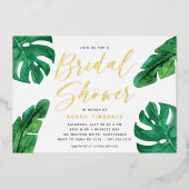 Tropische zomermonstera laat Vrijgezellenfeest Folie Uitnodiging (Voorkant)