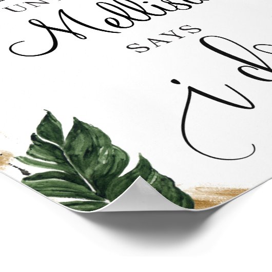 Tropische zomermotief bloemen goud aftelbord poster (Hoek)