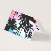 Tropische zomerpalm Trees roze blauwe zonnehemel Visitekaartjes (Achterkant)