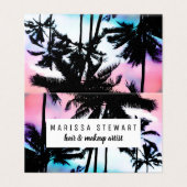 Tropische zomerpalm Trees roze blauwe zonnehemel Visitekaartjes (Buitenkant ongevouwen)
