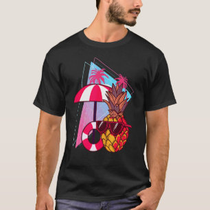 Tropische zomerpalmbomen Ananas 80s Vaporwav T-shirt